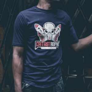 Skull Gas Mas Distressed Tee (Navy Blue}