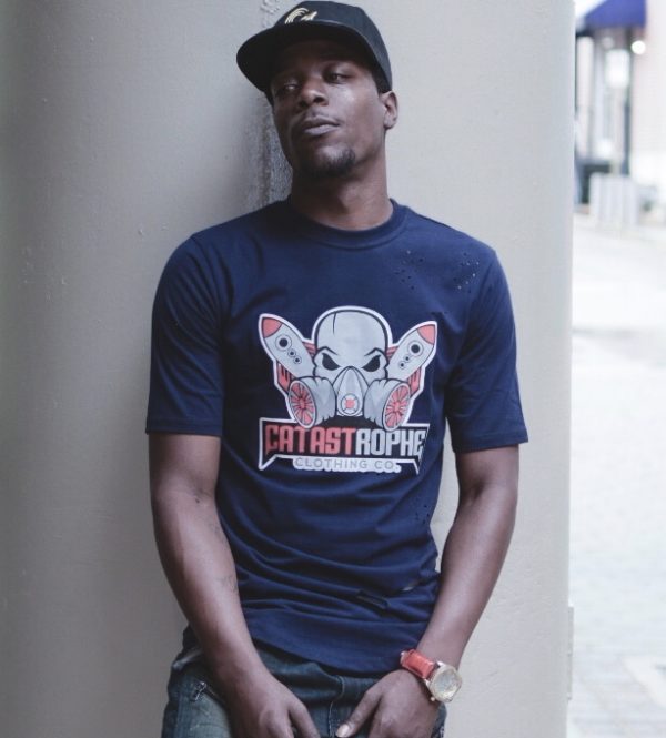 Skull Gas Mas Distressed Tee (Navy Blue} - Image 2