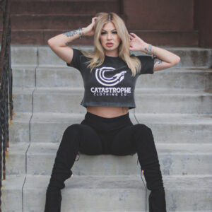 Womens Acid Washed Cropped Tee