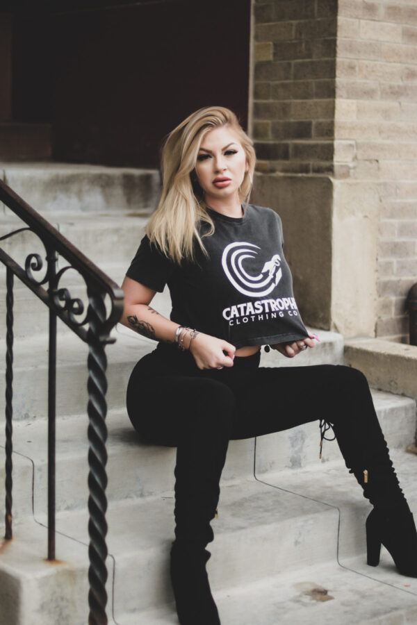Womens Acid Washed Cropped Tee - Image 3